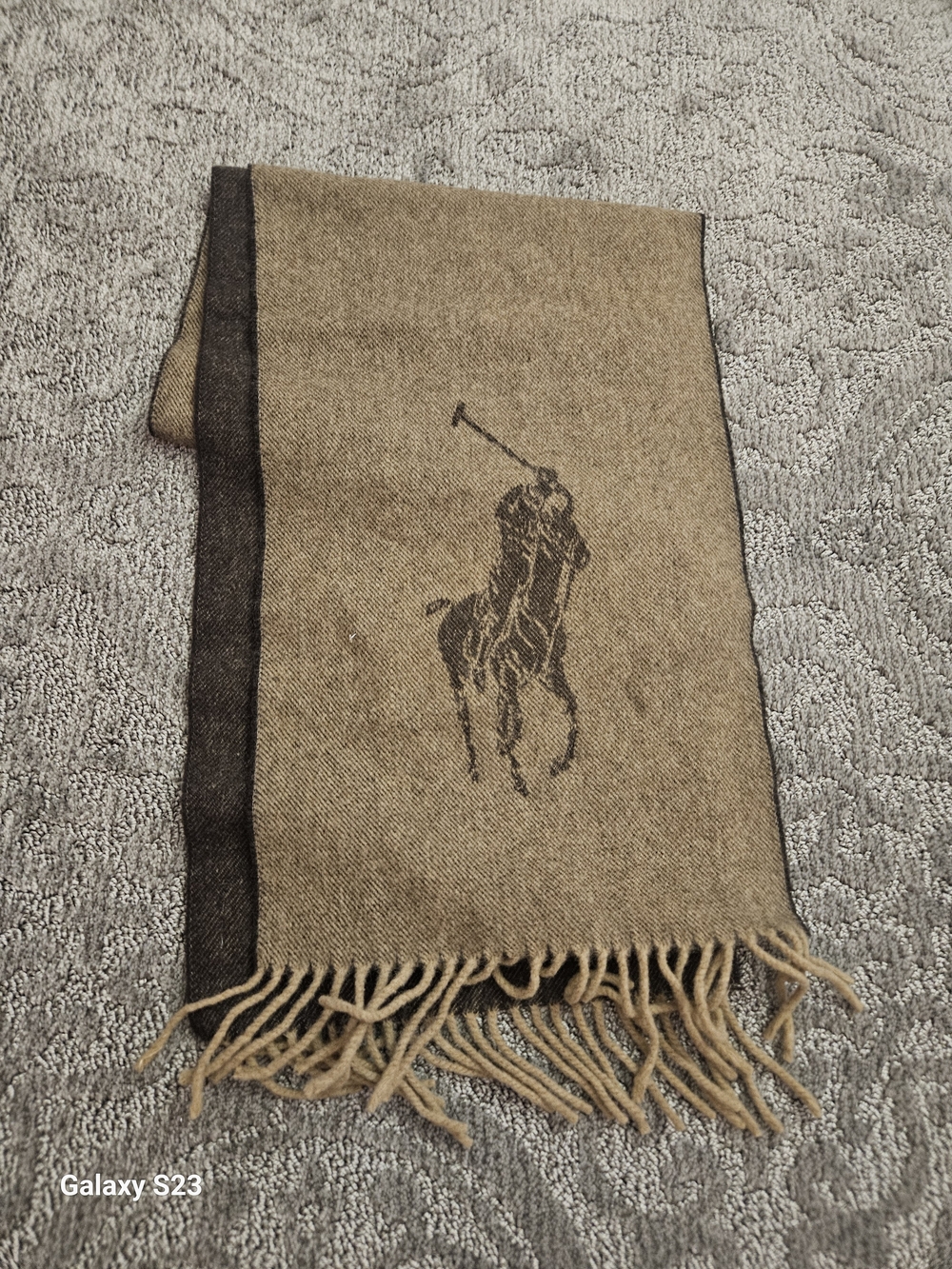 Polo Ralph Lauren Player Lambswool Scarf in Camel/Brown